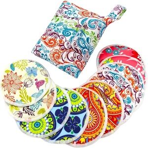 Colorful Reusable Nursing Pads with Pouch